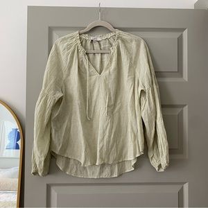 Loft Green Striped Blouse